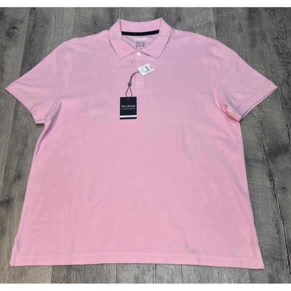 Jos A Bank Polo Shirt Mens Large Pink Cotton Tailored Fit Short Sleeve $45 NEW - Picture 1 of 7